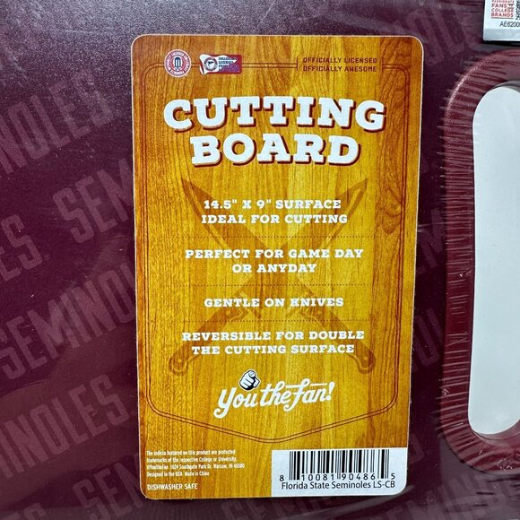 Florida State Seminoles 14.5" x 9" Cutting Board Reversible Officially Licensed - Picture 3 of 8